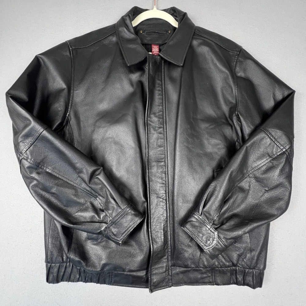 VTG Covington Leather Bomber Jacket Mens L Fullโ Zip Classic Outerwear Gorpcore